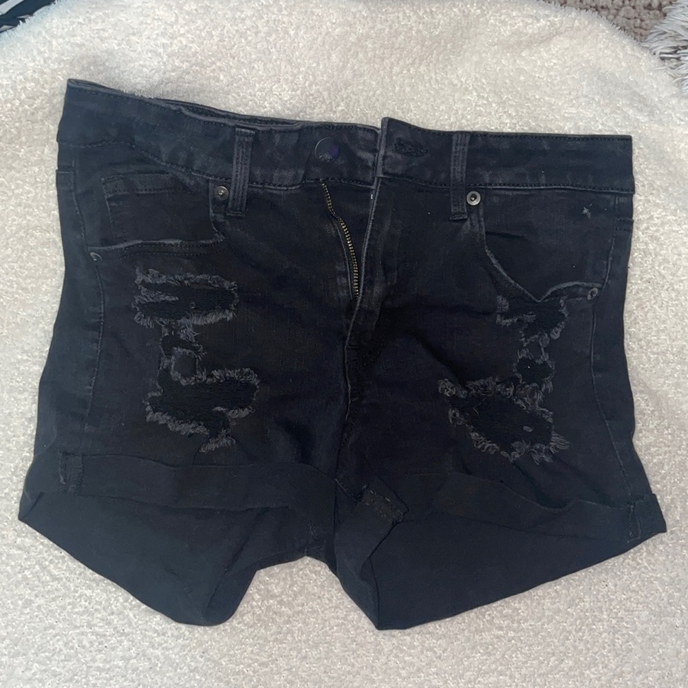 AERO Black high rise jean shorts, Aeropostale